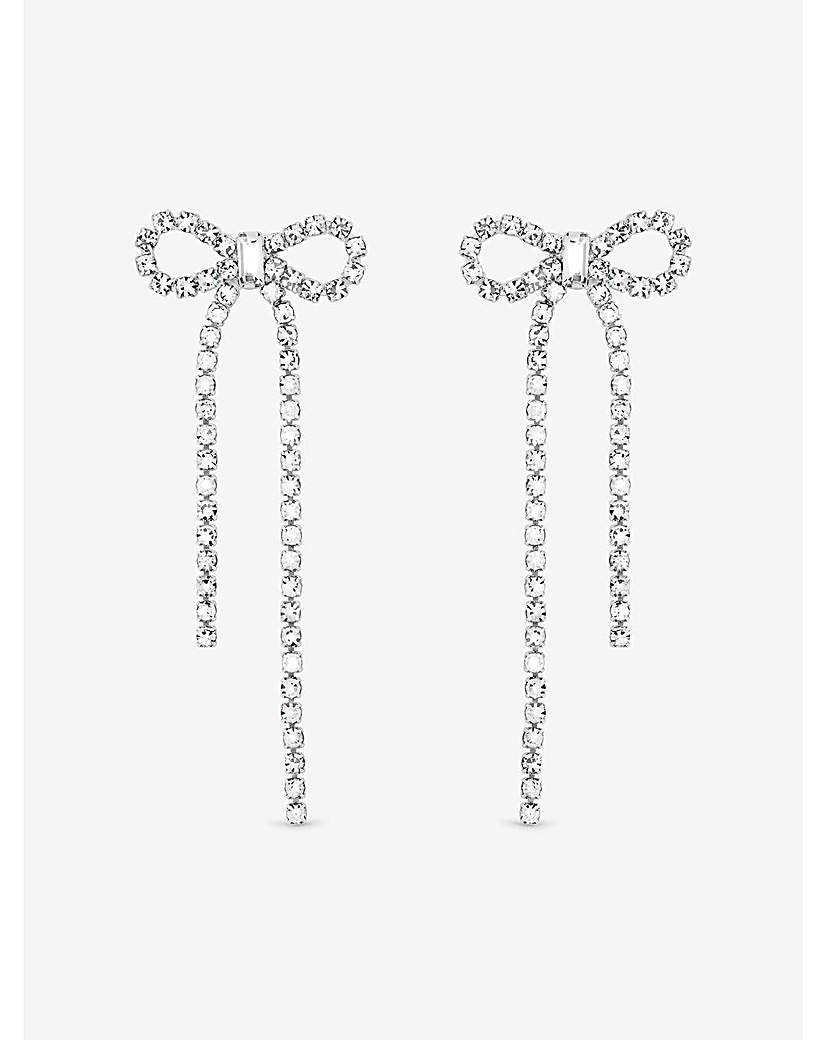 New In - Silver Crystal Bow Statement Earrings