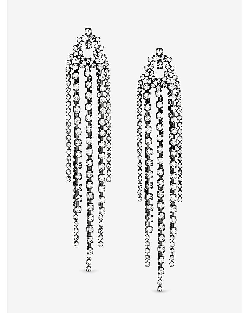 Hematite Crystal Long Drop Earrings