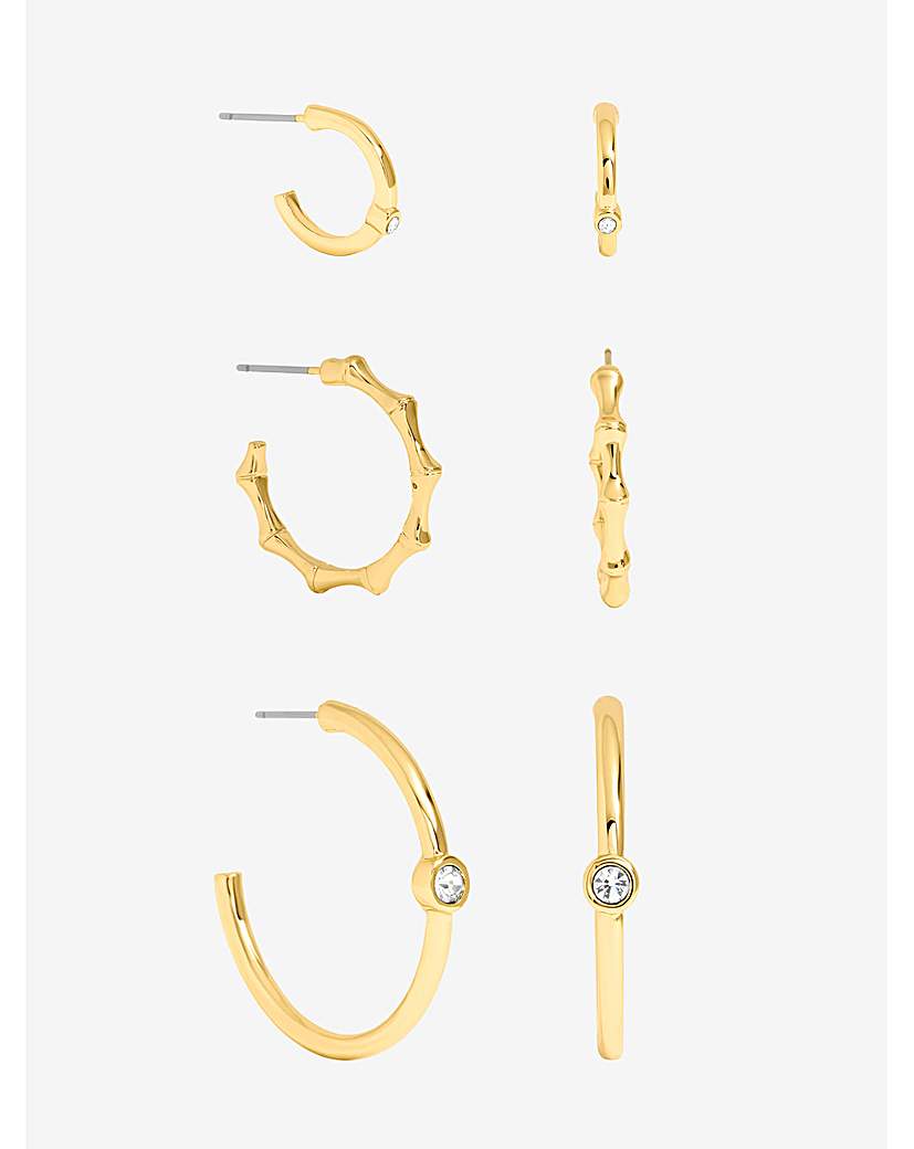 New In - Gold Crystal Multipack Hoops - Pack of 3