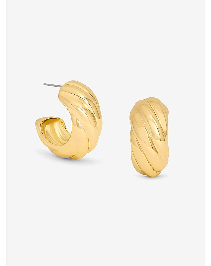 New In - Gold Polished Intertwined Hoop Earrings