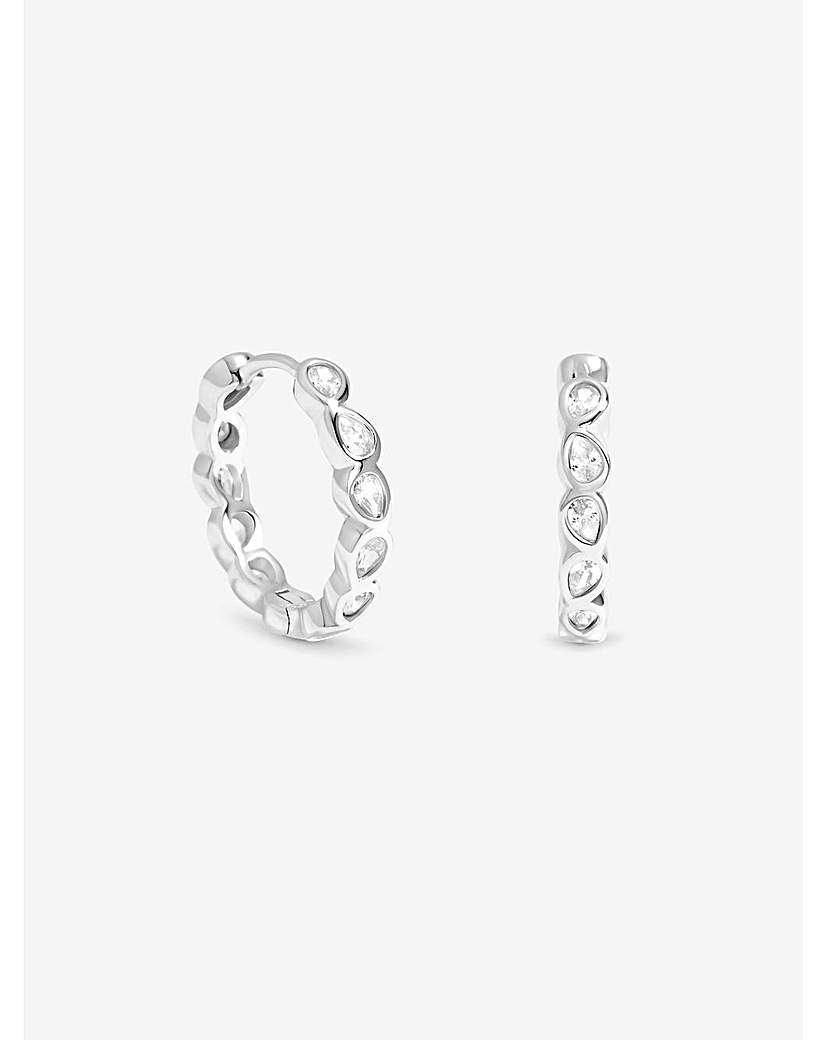 New In - Sterling Silver 925 CZ Bezel Hoops