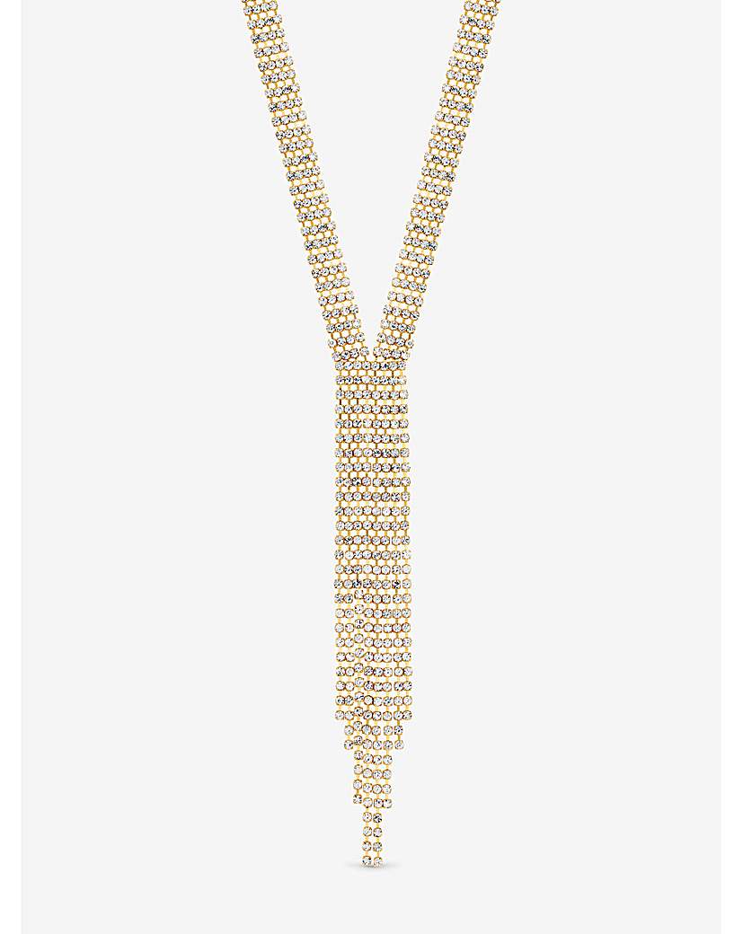 New In - Gold Crystal Multi Row Y Necklace