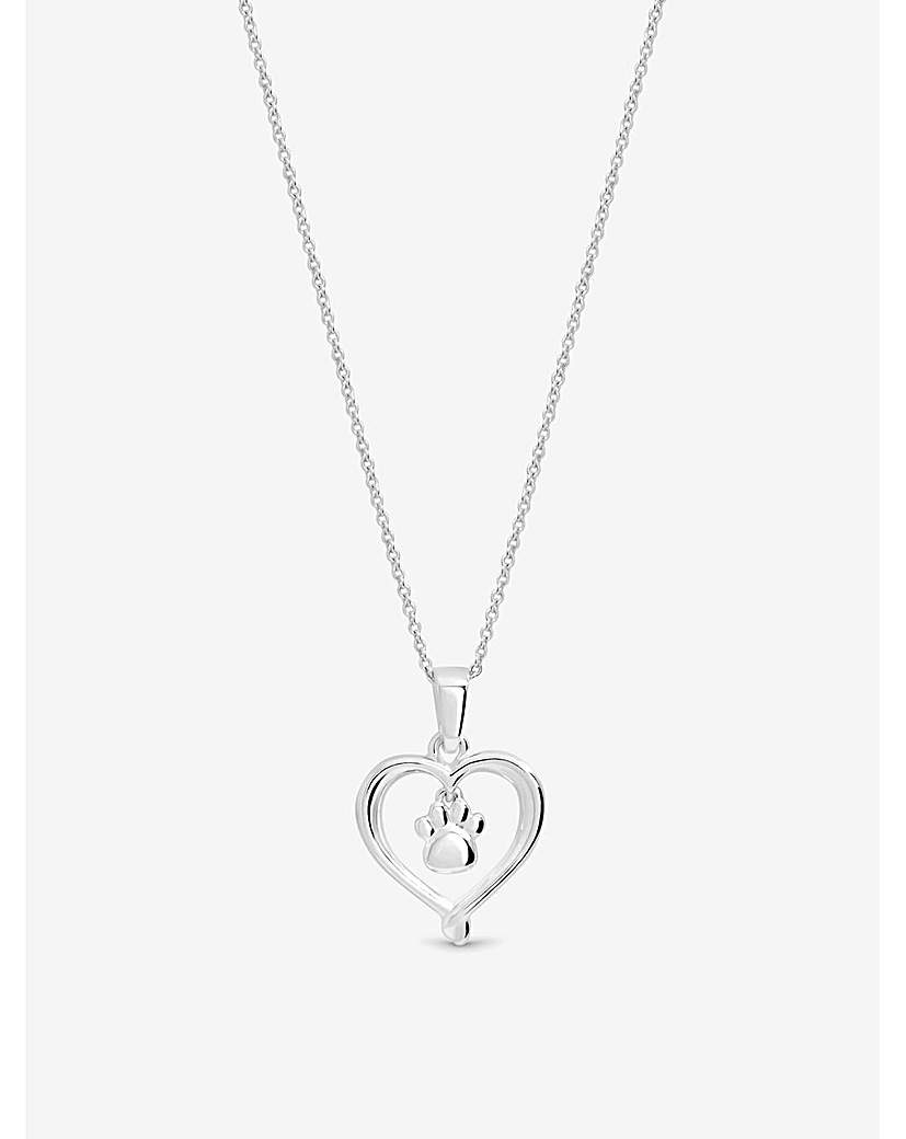 New In - Sterling Silver Heart Pawprint Pendant