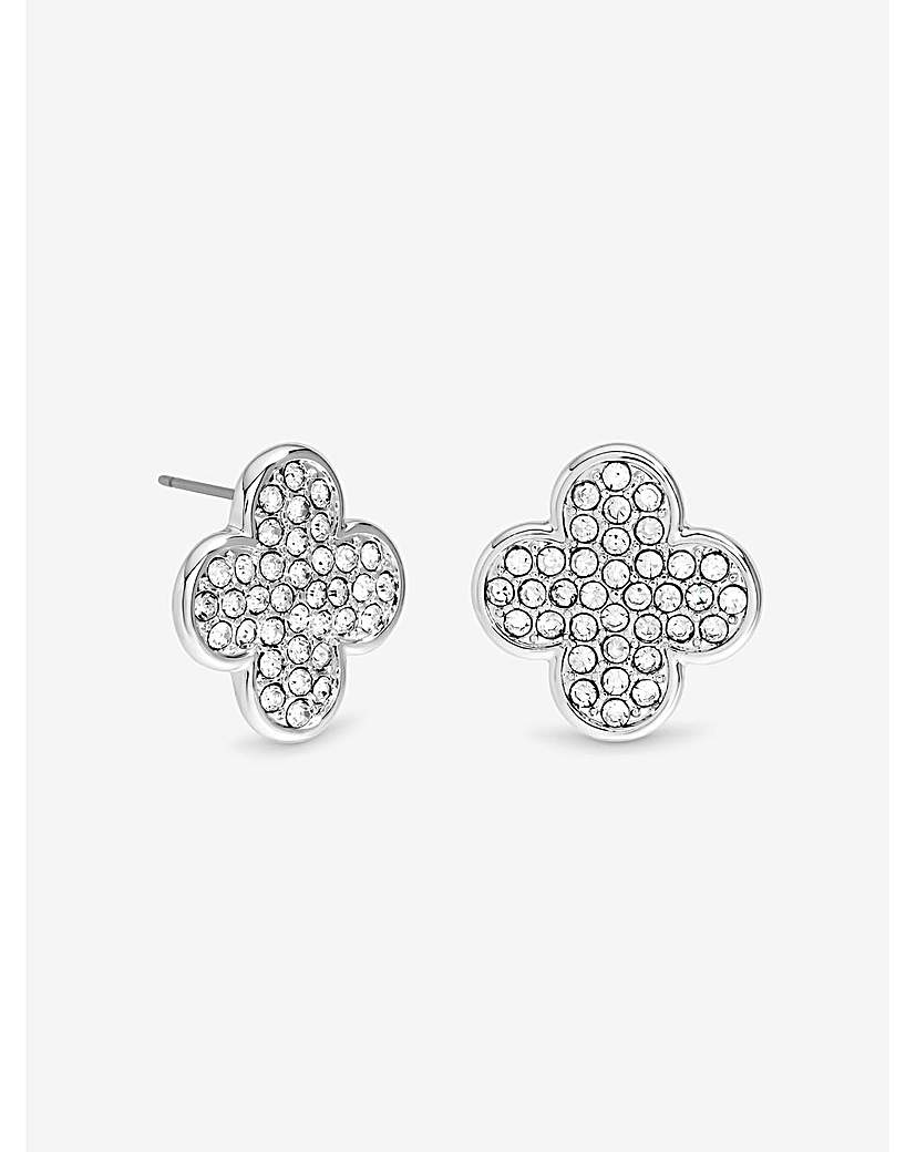 New In - Silver Crystal Statement Clover Studs