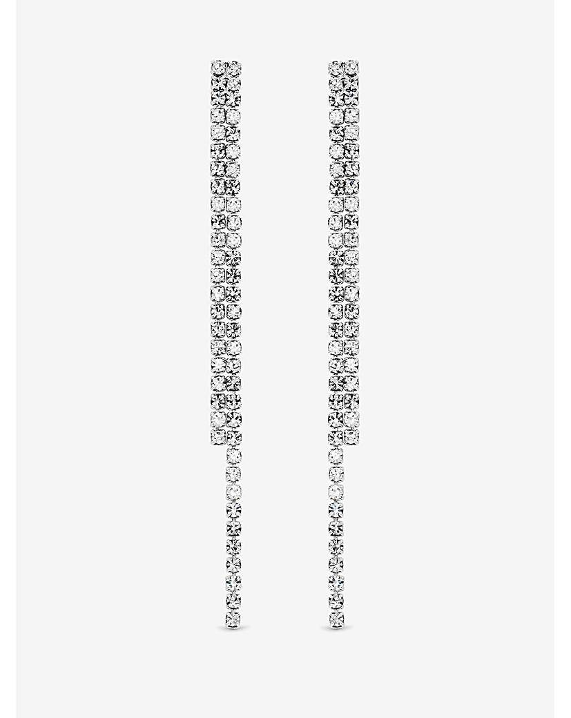 New In - Silver Crystal Linear Drop Earrings