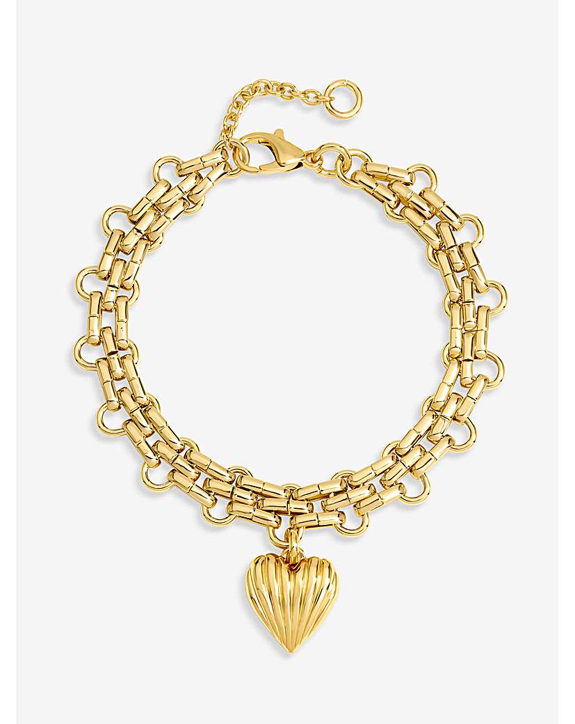 Gold Ridged Heart Bracelet