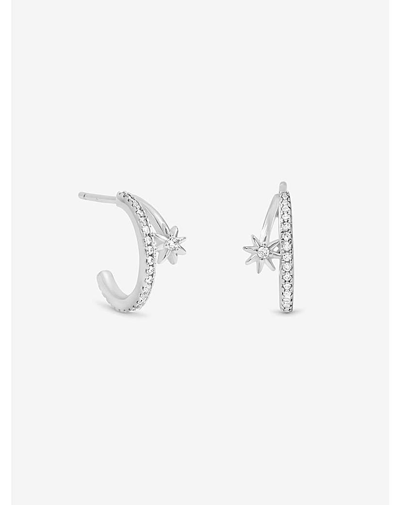 New In - Sterling Silver 925 CZ Double Row Hoops