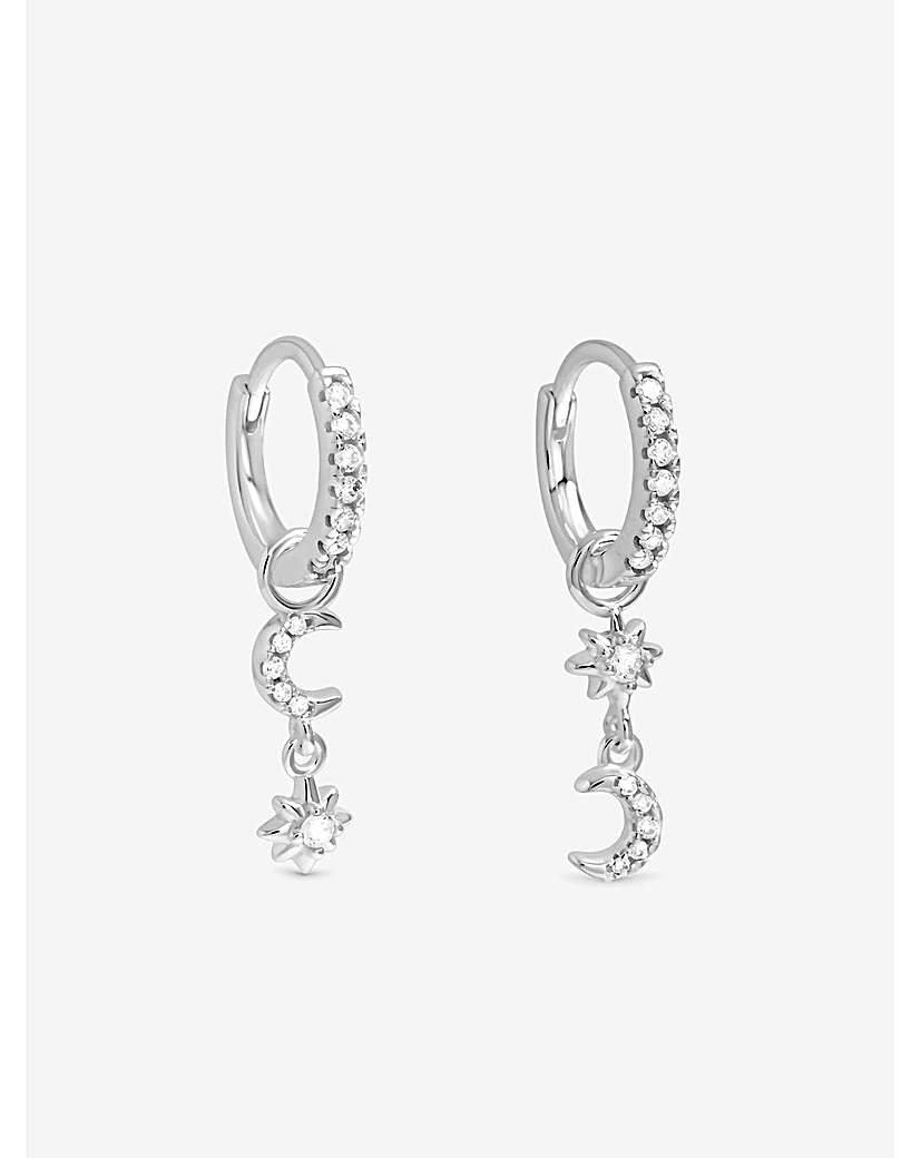 New In - Sterling Silver Pave Celestial Hoops
