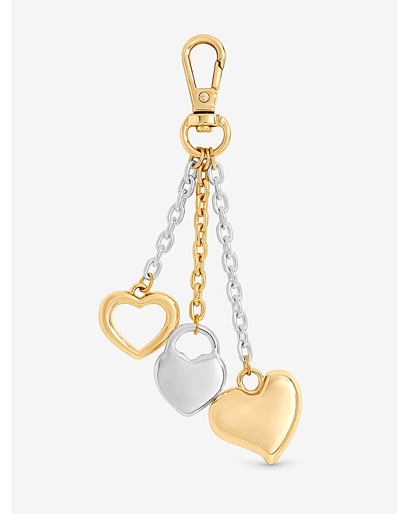 New In - Two Tone Plated Heart Bag Charm