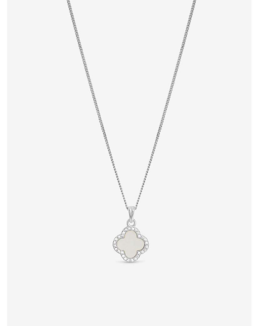 New In - CZ Mother of Pearl Clover Pendant