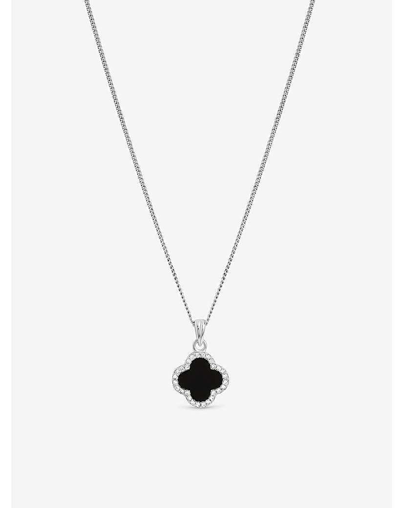 New In - Sterling Silver 925 Jet Clover Pendant
