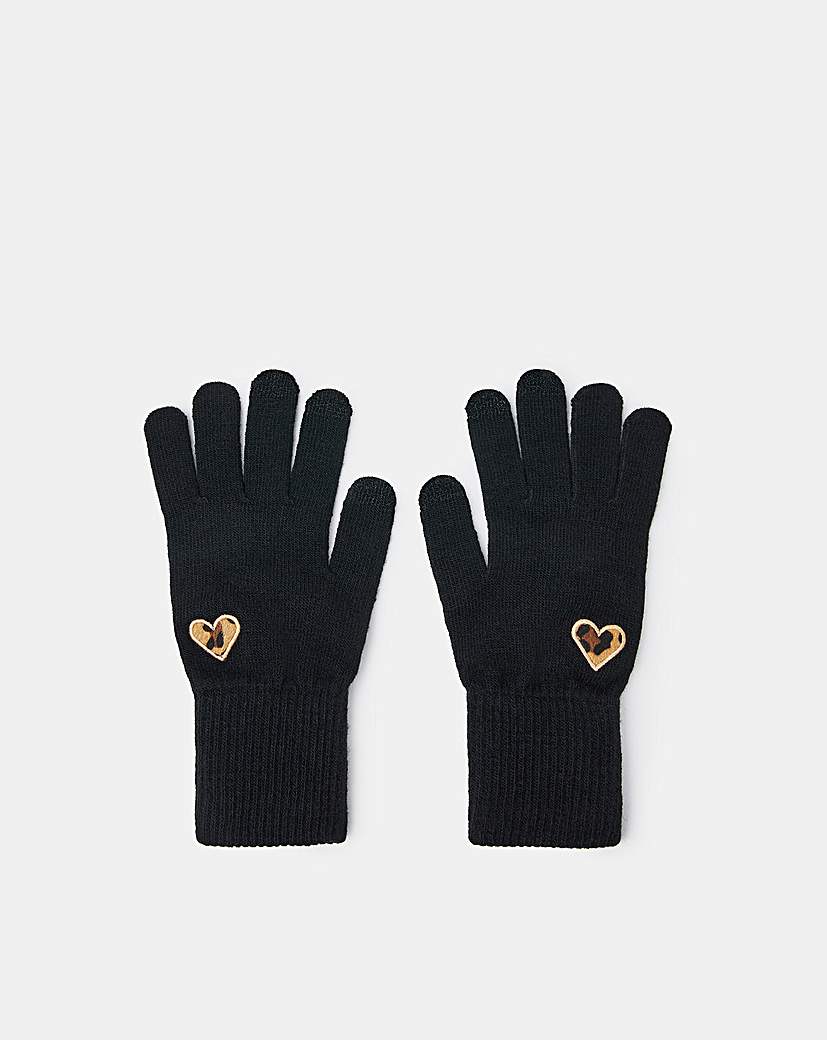 New In - Accessorize Leopard Heart Screen Gloves