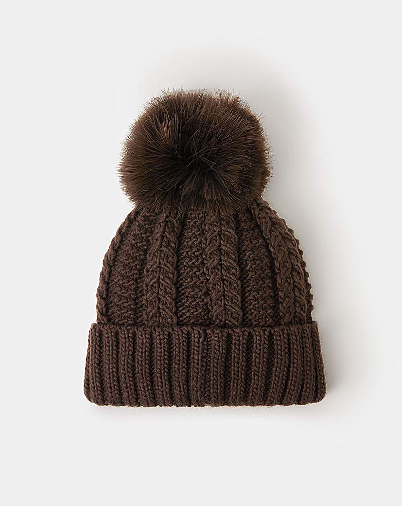 New In - Accessorize Fluffy Pom Beanie Hat
