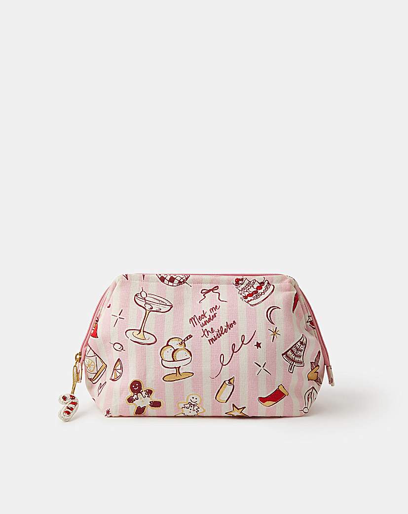 New In - Accessorize Christmas Stripe Make Up Bag