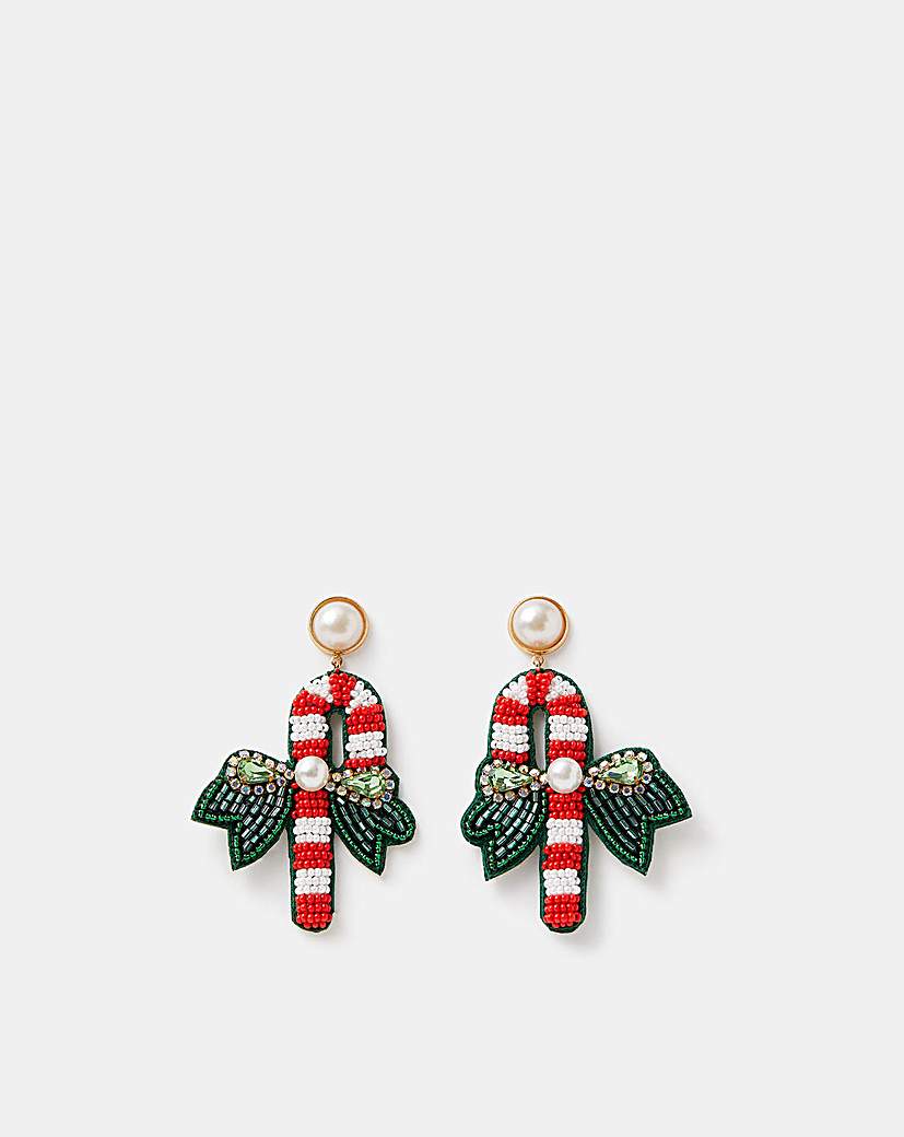 New In - Accessorize Beaded Candy Cane Earrings