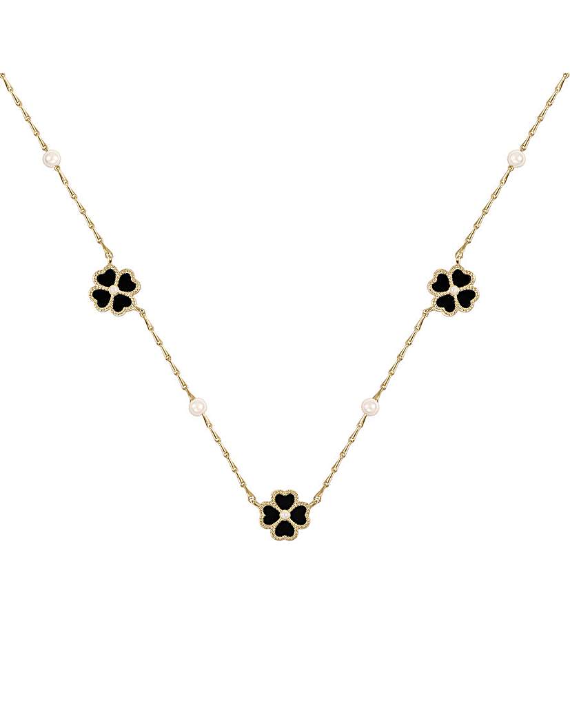 New In - Radley Gold Plated Black Flower Necklace