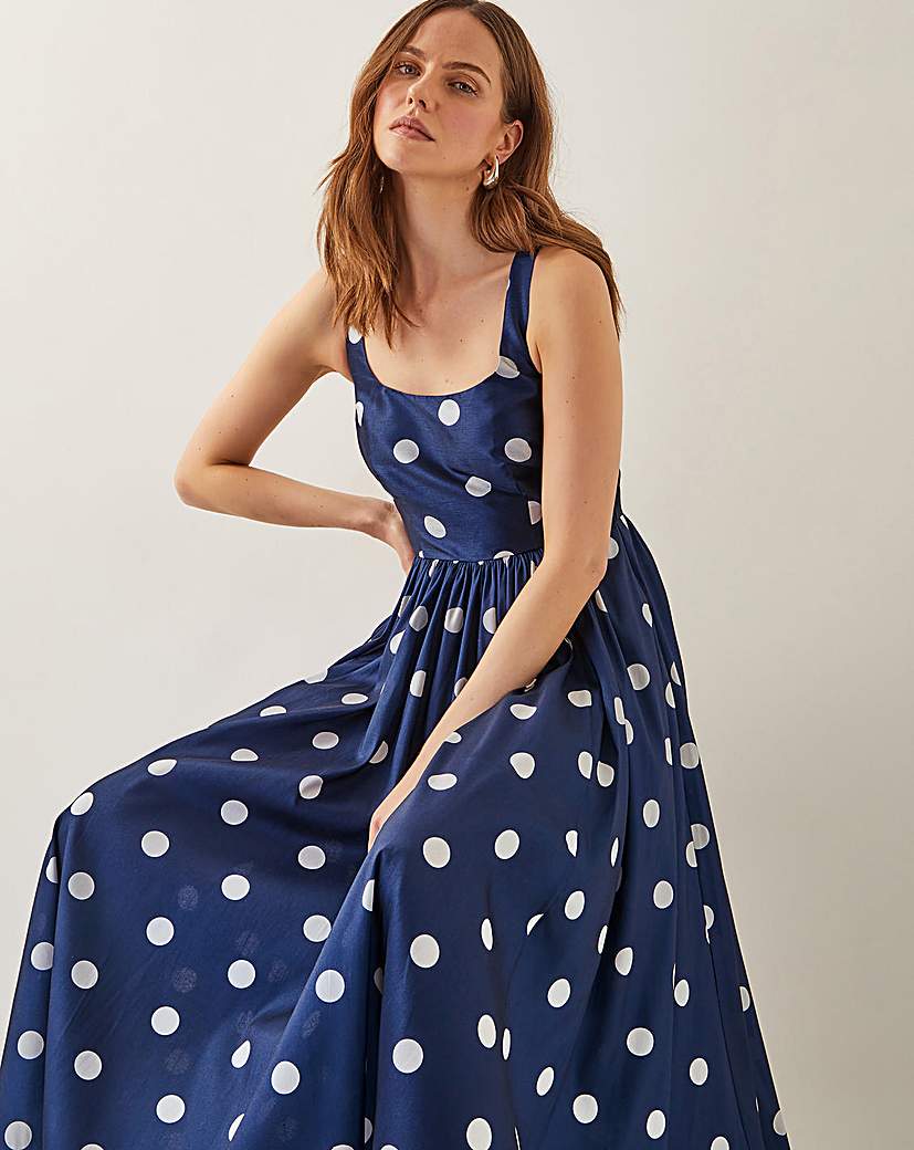 Monsoon Sicily Polka Dot Midi Dress