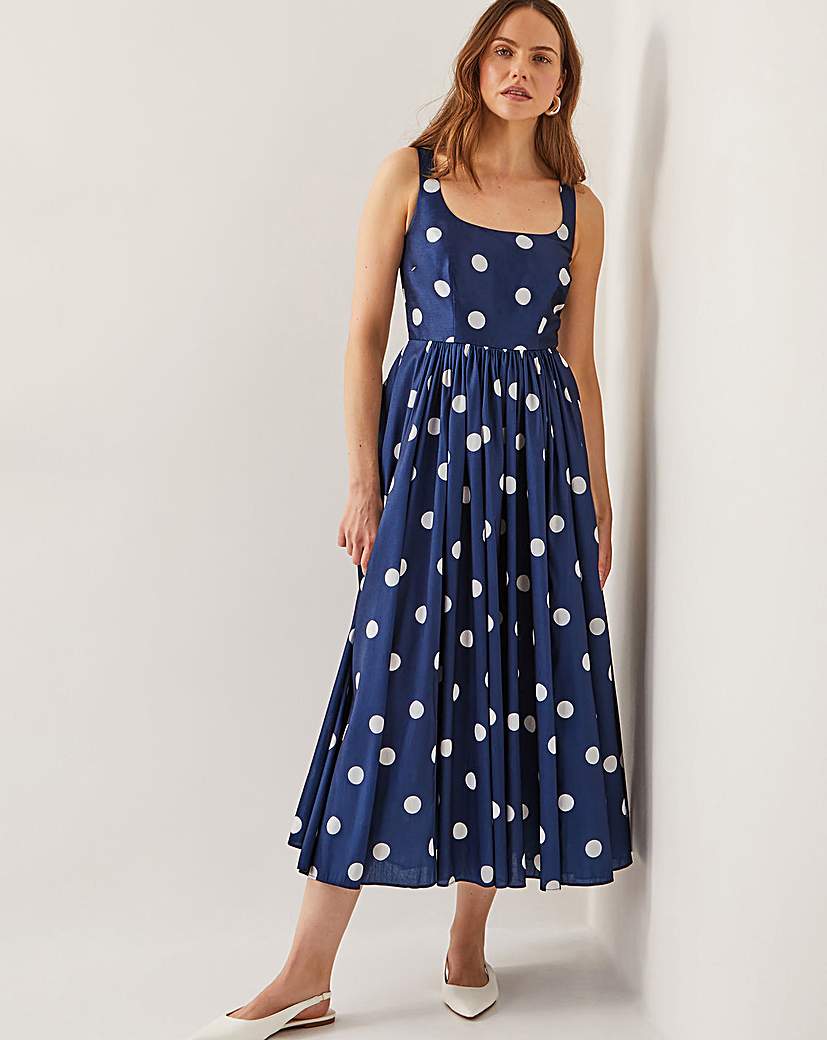 Monsoon Sicily Polka Dot Midi Dress