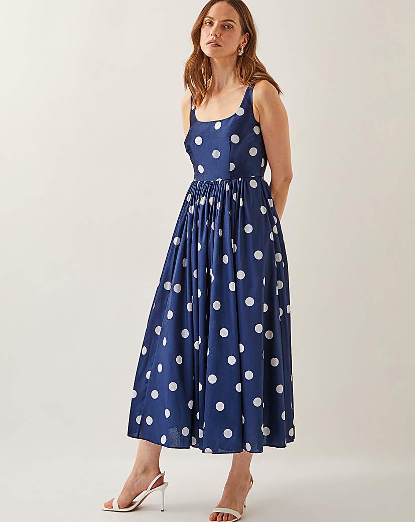 Monsoon Sicily Polka Dot Midi Dress