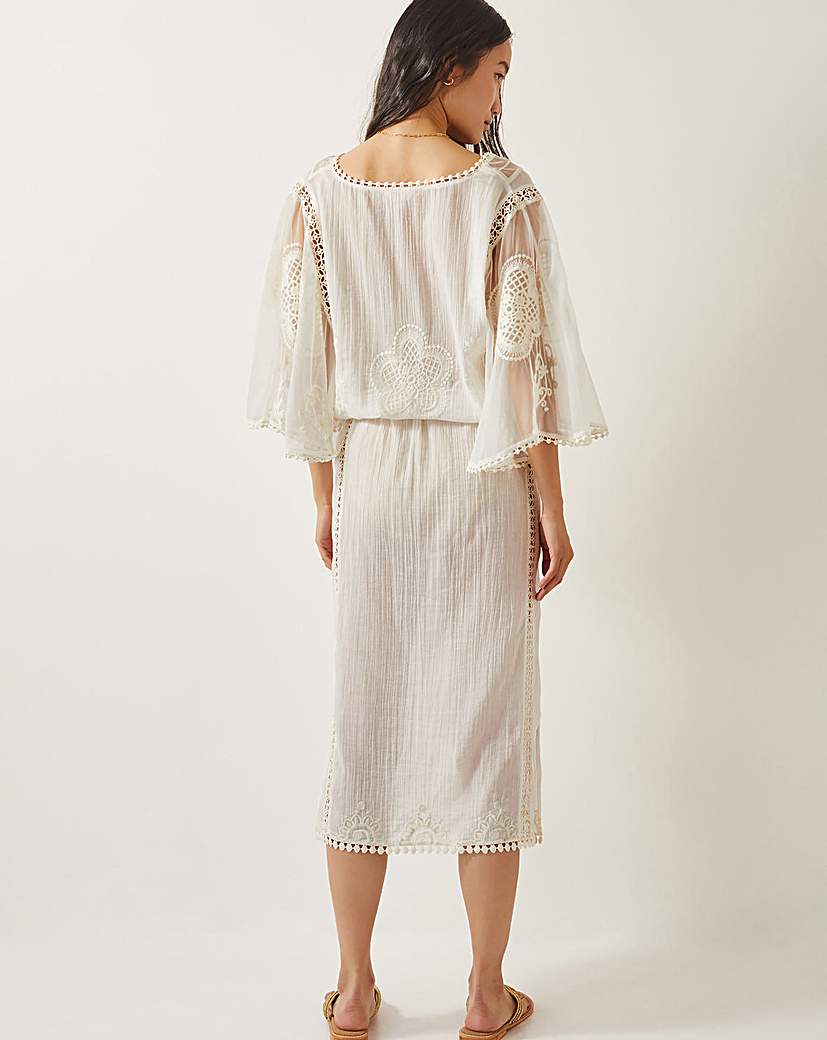 Monsoon Lena Embroidered Kaftan Dress