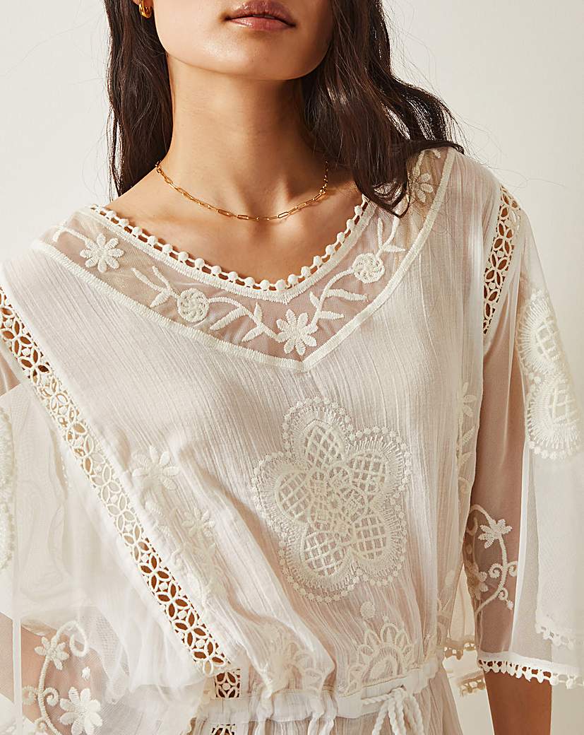 Monsoon Lena Embroidered Kaftan Dress