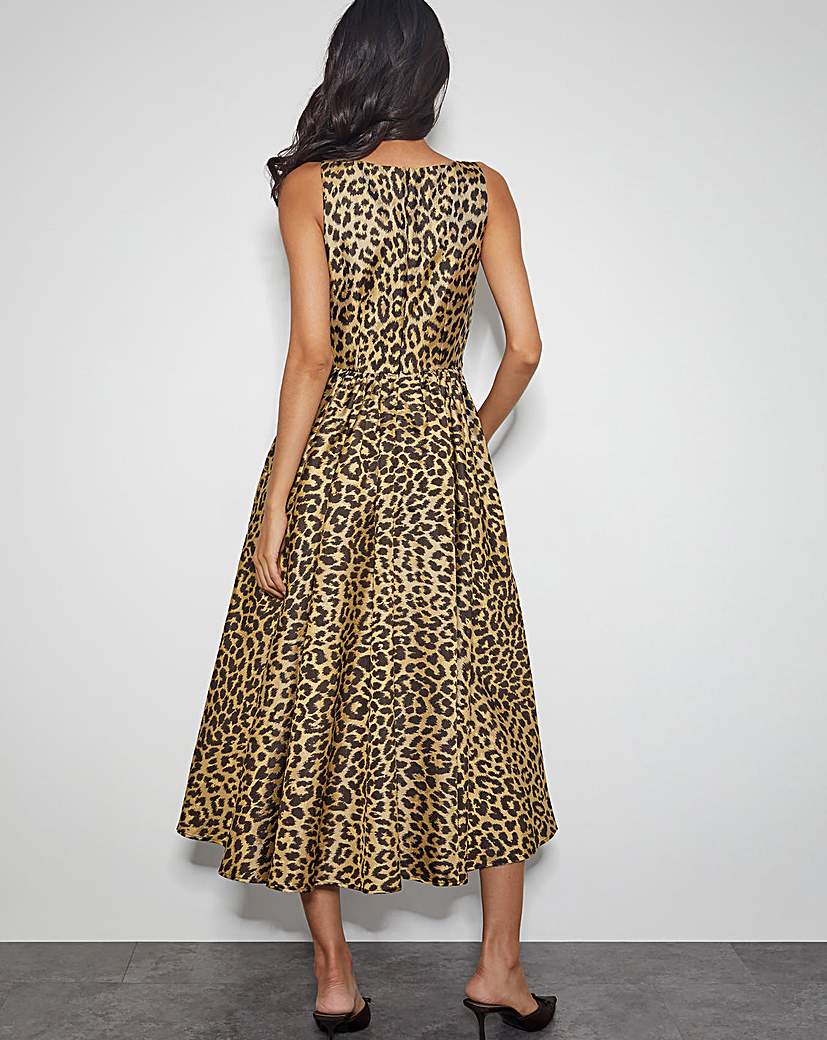 Monsoon Sicily Leopard Print Midi Dress
