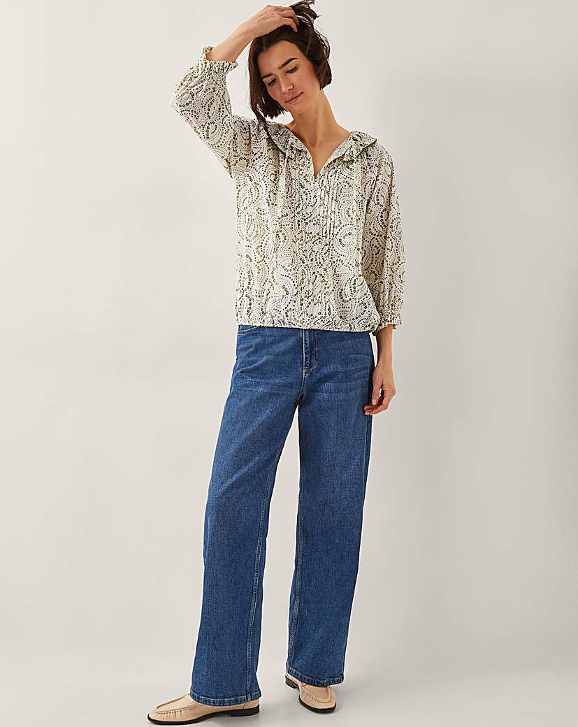 Monsoon Delma Pintuck Frilly Blouse