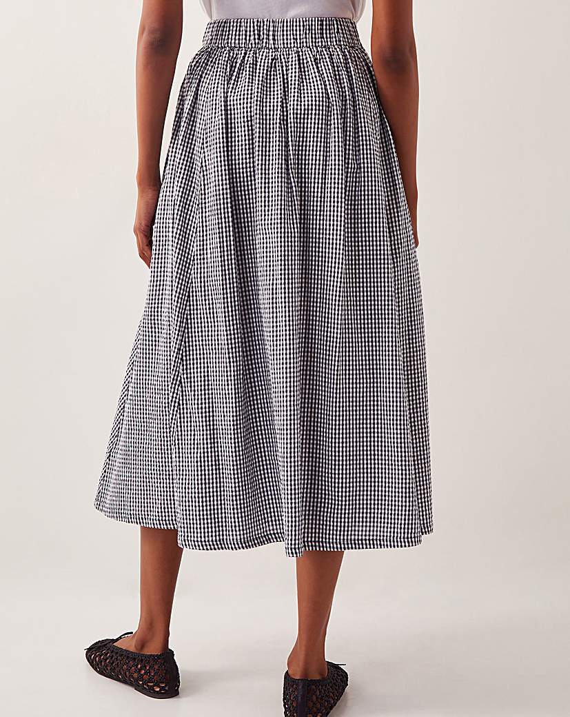 Monsoon Bea Gingham Button Midi Skirt