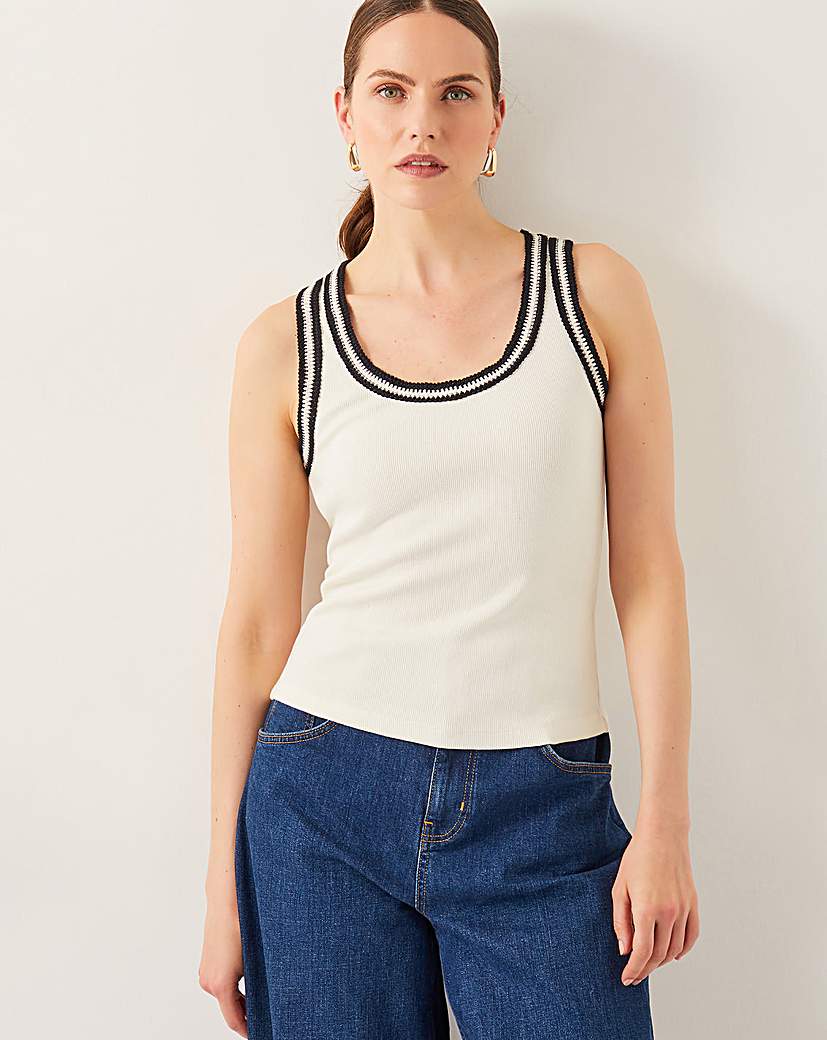 Monsoon Tate Crochet Trim Tank Top