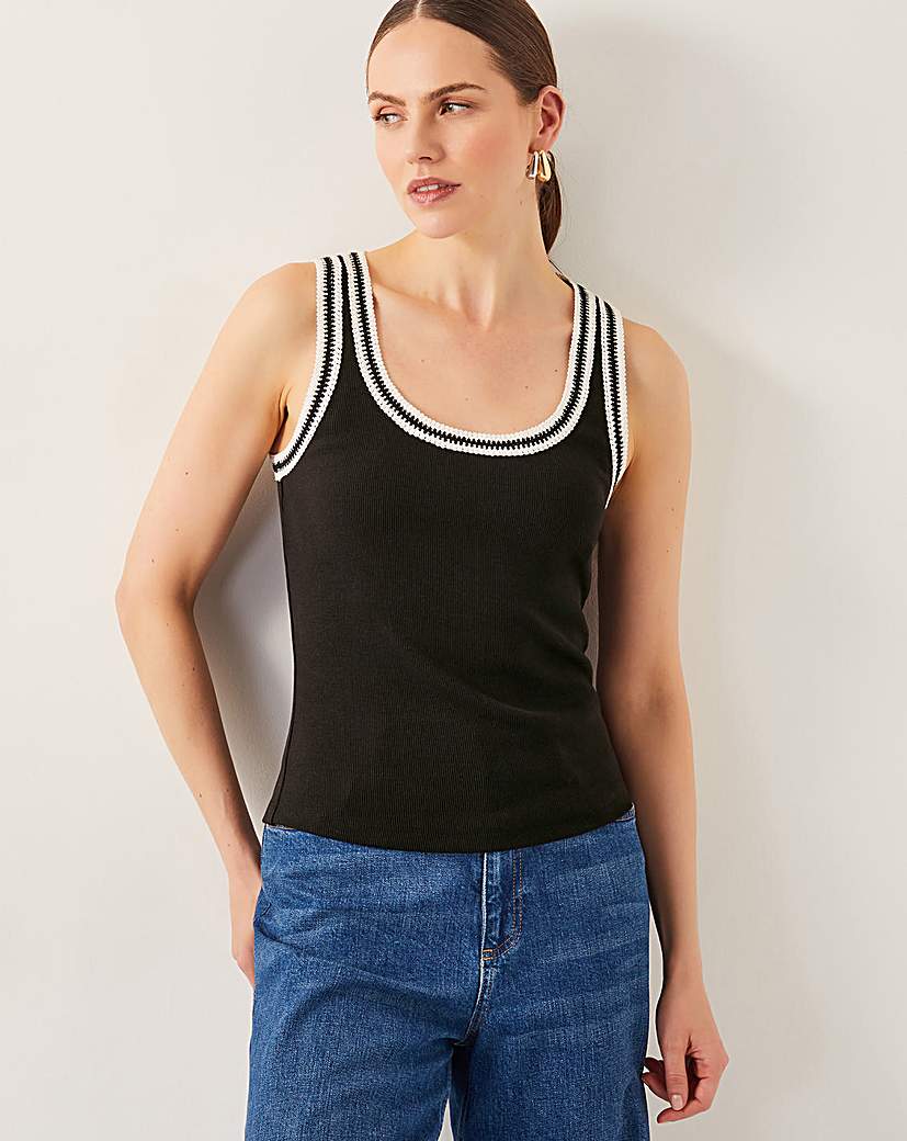 Monsoon Tate Crochet Trim Tank Top