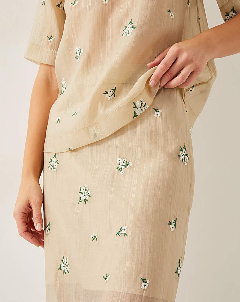 Monsoon Sacha Embroidered Midi Skirt