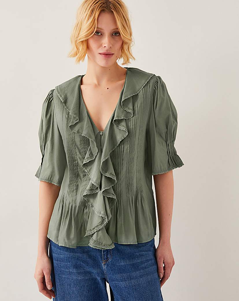 Celeste Ruffle Top - Khaki