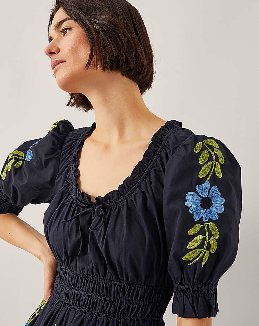 Monsoon Shona Embroidered Midi Dress