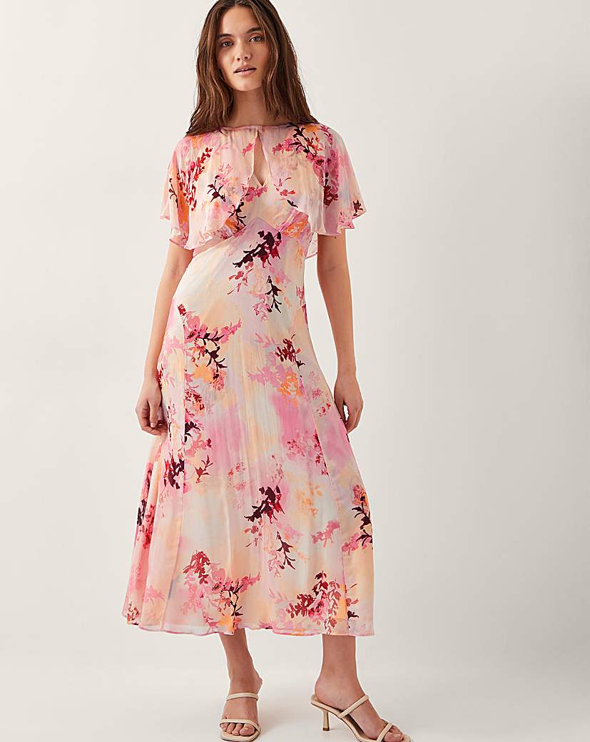 Monsoon Mia Floral Cape Midi Dress