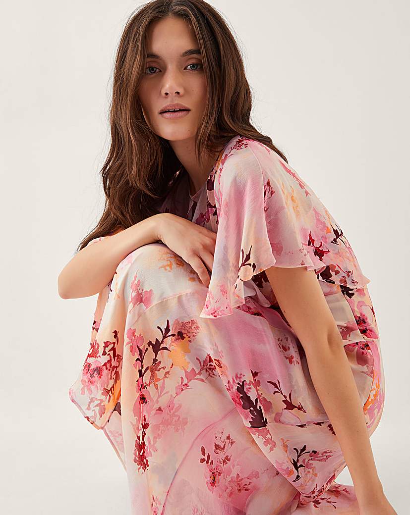 Monsoon Mia Floral Cape Midi Dress