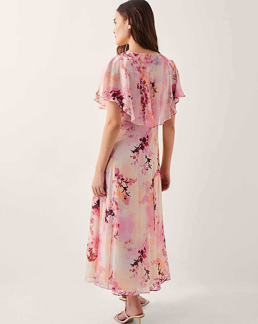 Monsoon Mia Floral Cape Midi Dress