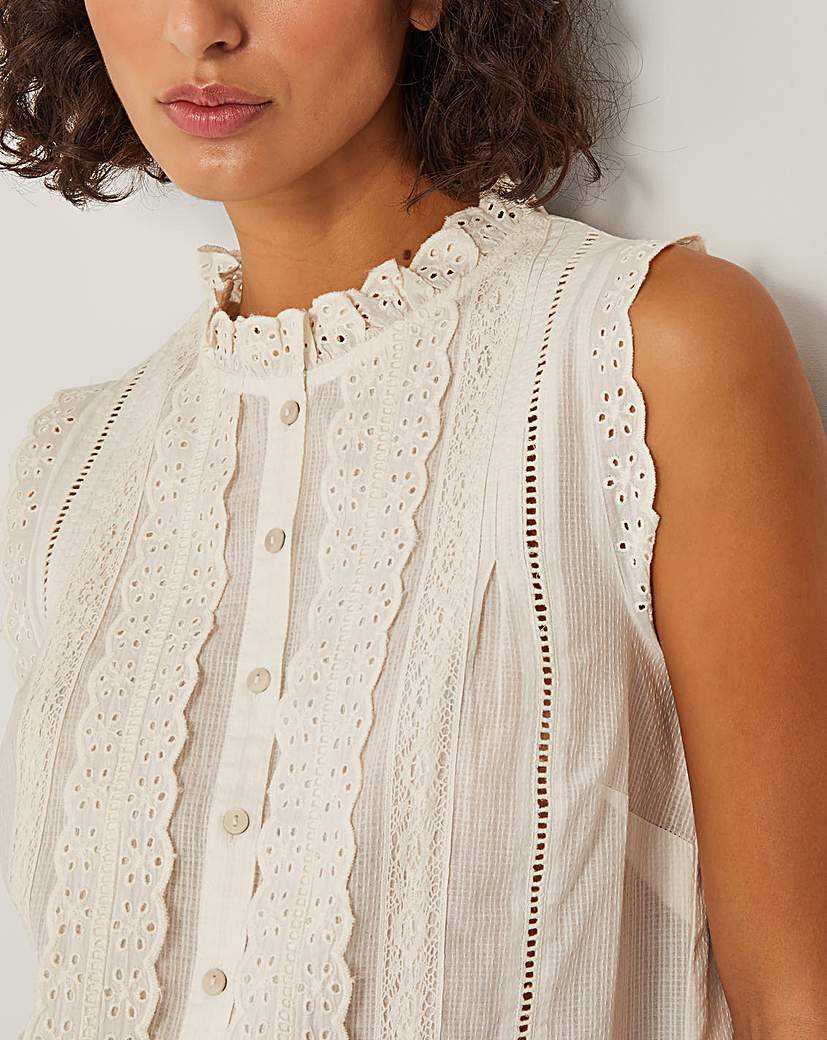 Monsoon Trish Sleeveless Ruffle Shirt