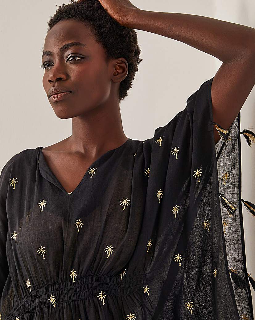 Monsoon Ivy Palm Embroidered Kaftan