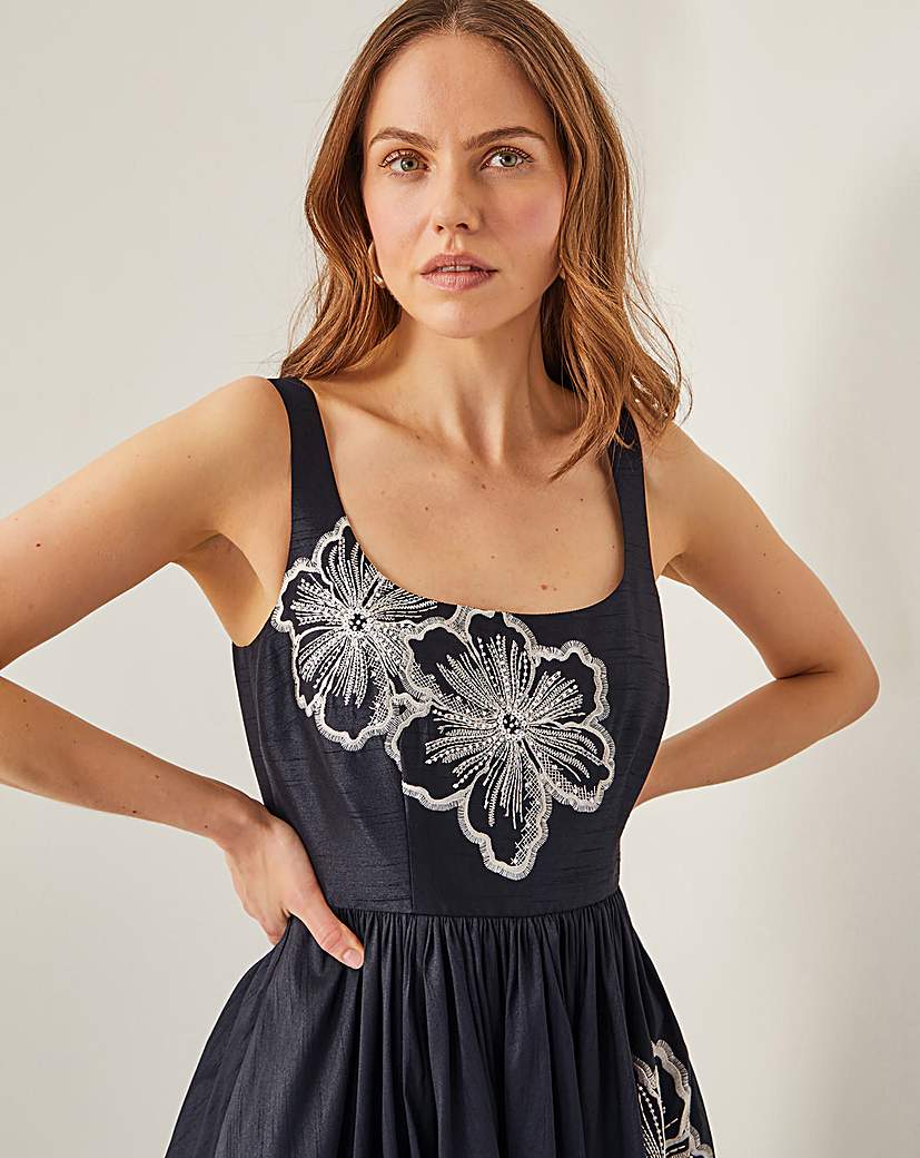Monsoon Sophie Embroidered Midi Dress