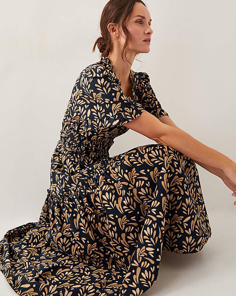 Monsoon Bryony Leaf Print Midi Dress