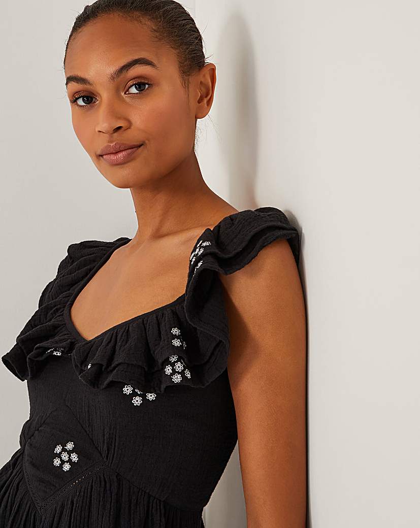 Monsoon Daisy Embroidered Midi Dress