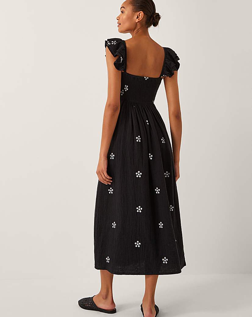 Monsoon Daisy Embroidered Midi Dress