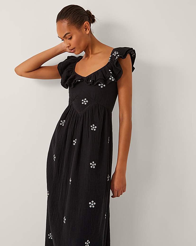 Monsoon Daisy Embroidered Midi Dress