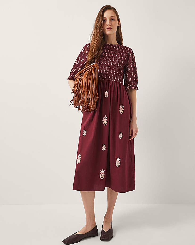 New In - Monsoon Laurie Floral Smocked Midi Dress