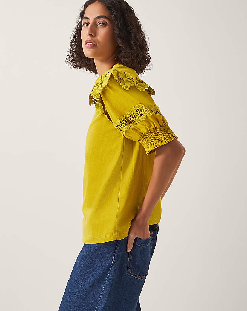 New In - Monsoon Fay Broderie Puff Sleeve Top