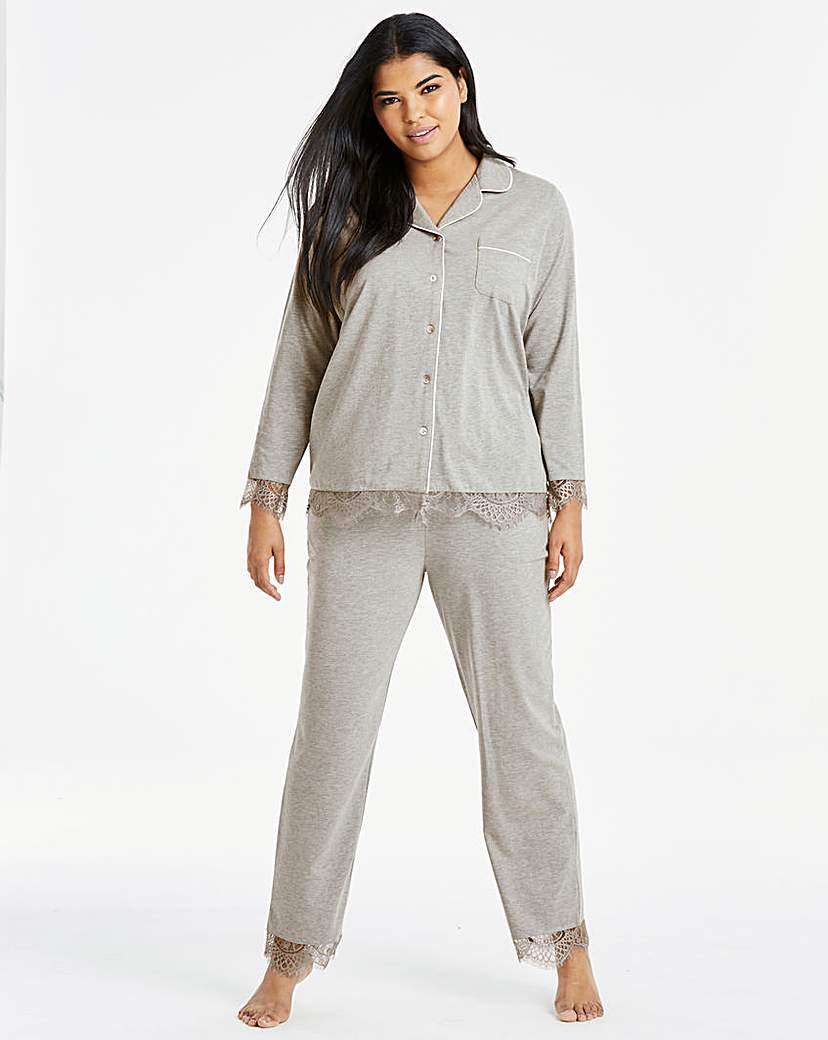 Image of Together Button Through Lace PJ Set