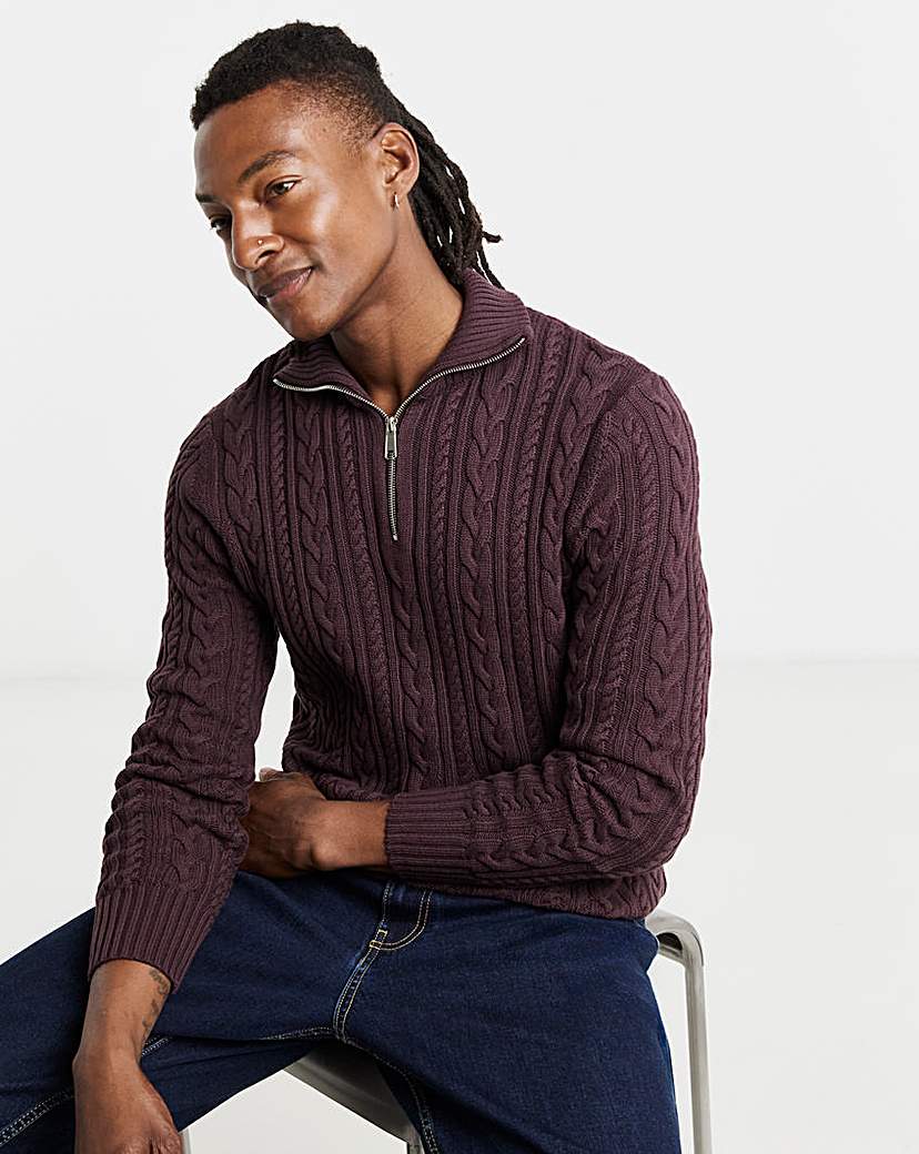 New In - Cable 1/4 Zip Neck Jumper