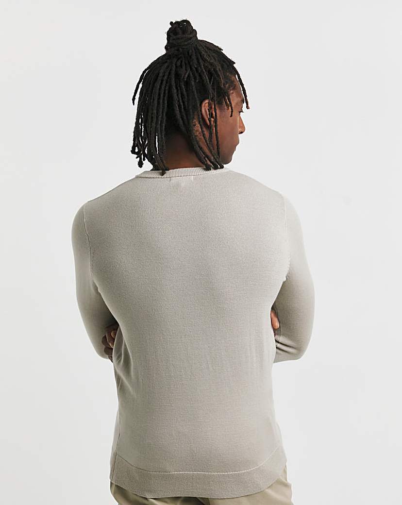Merino Wool Stone V Neck Jumper