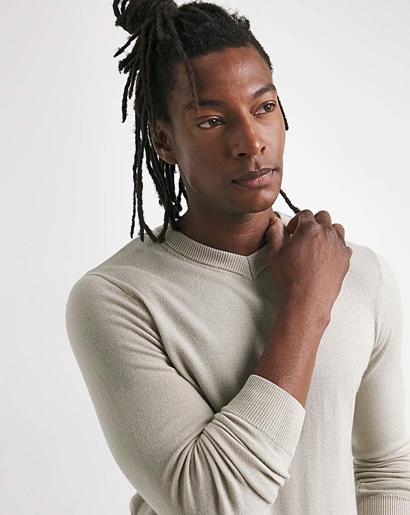 Merino Wool Stone V Neck Jumper