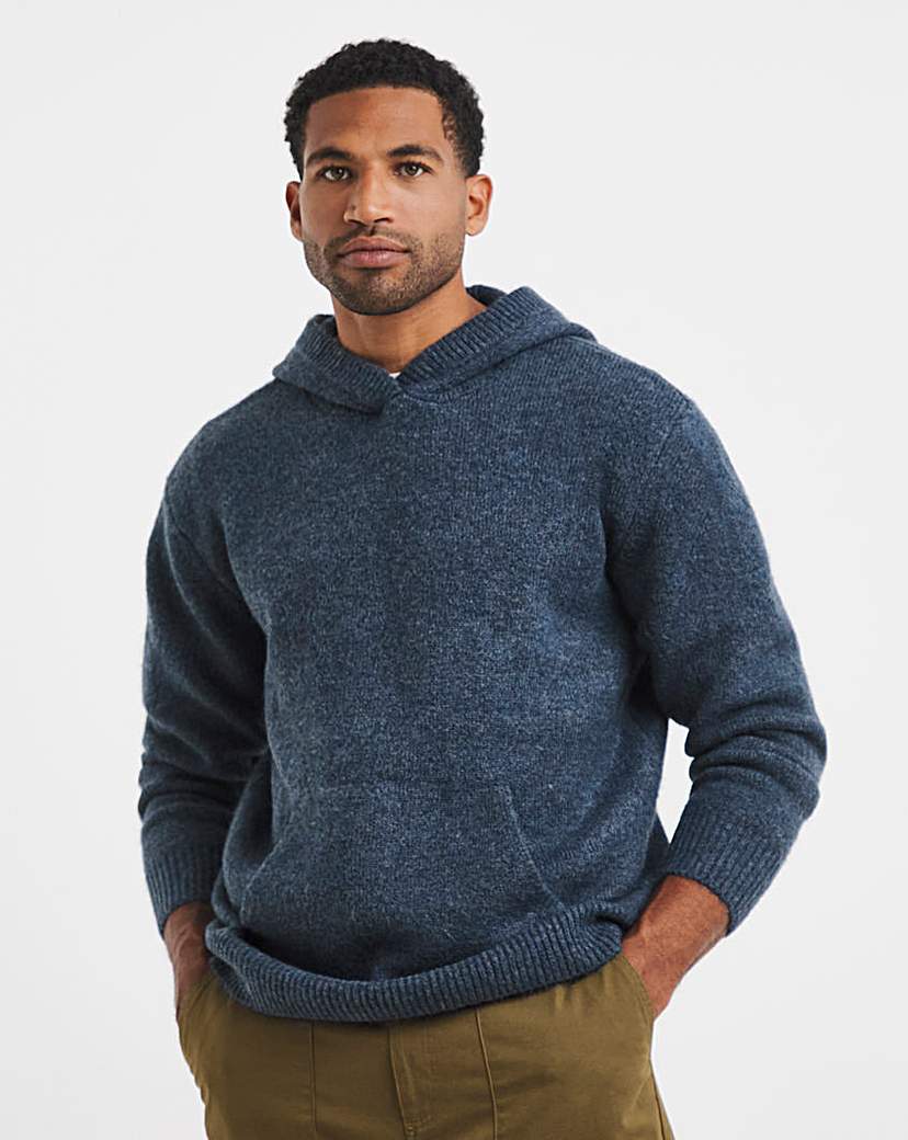 Relaxed Fit Soft Touch Knitted Hoodie Navy …